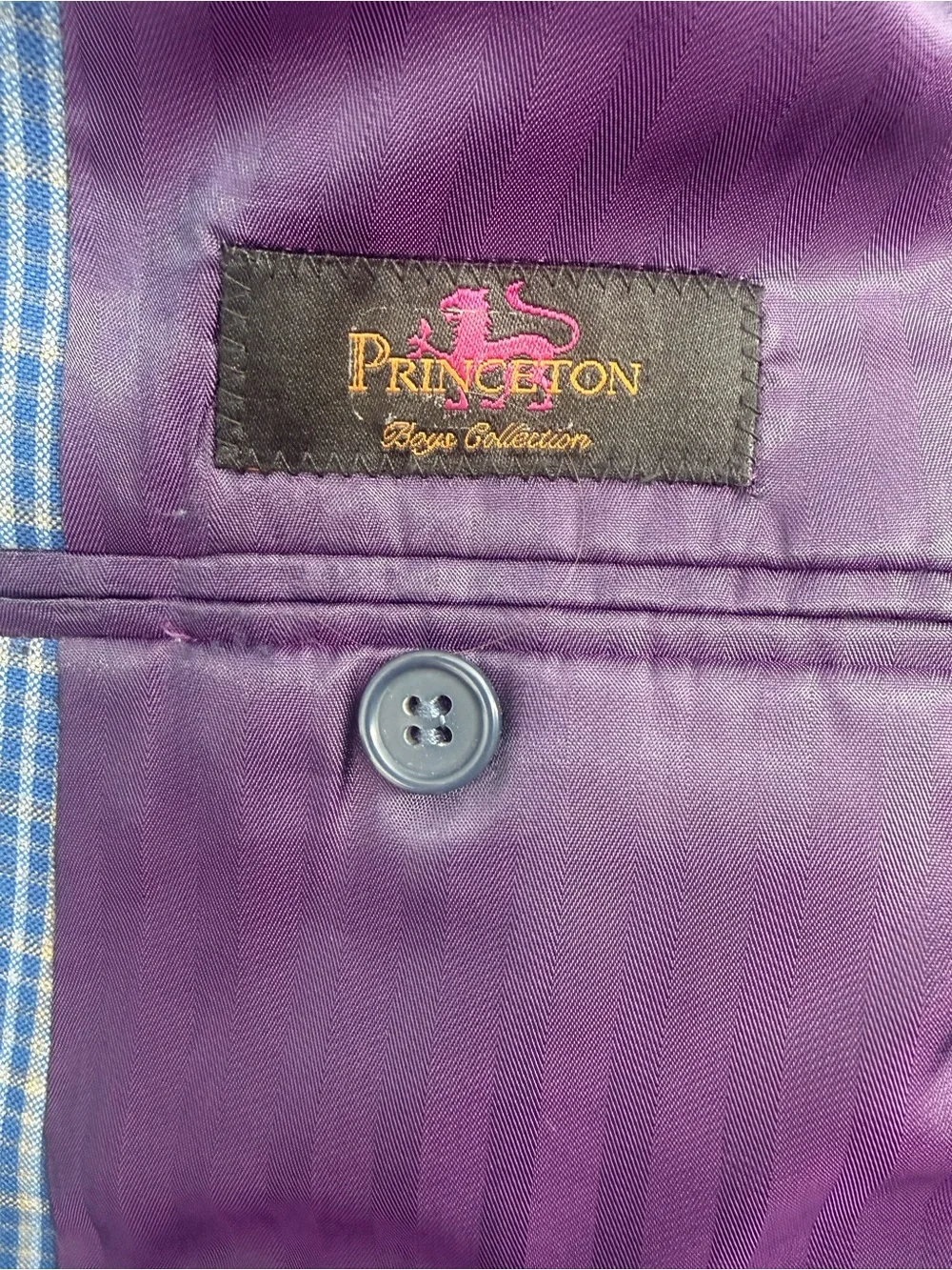 Boys Light Blue Plaid Blazer SZ 17 R By The Princeton Boys Collection